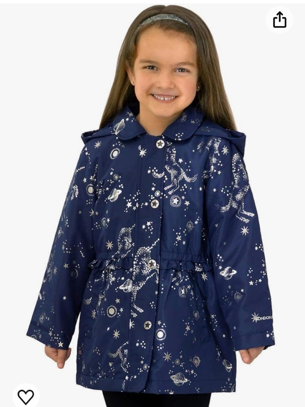 London Fog Navy Raincoat with Silver Space Print